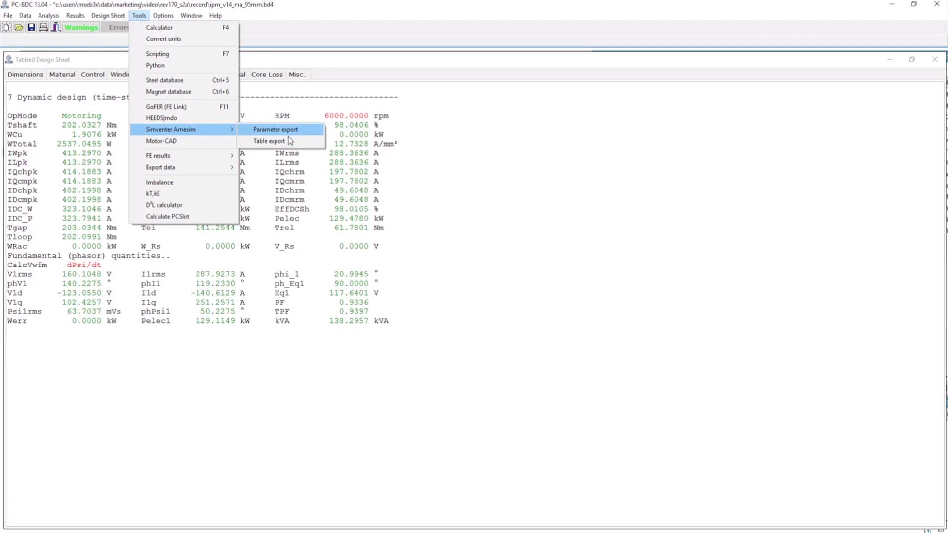 SPEED_amesim_export Exporting parameters from Simcenter SPEED to Amesim