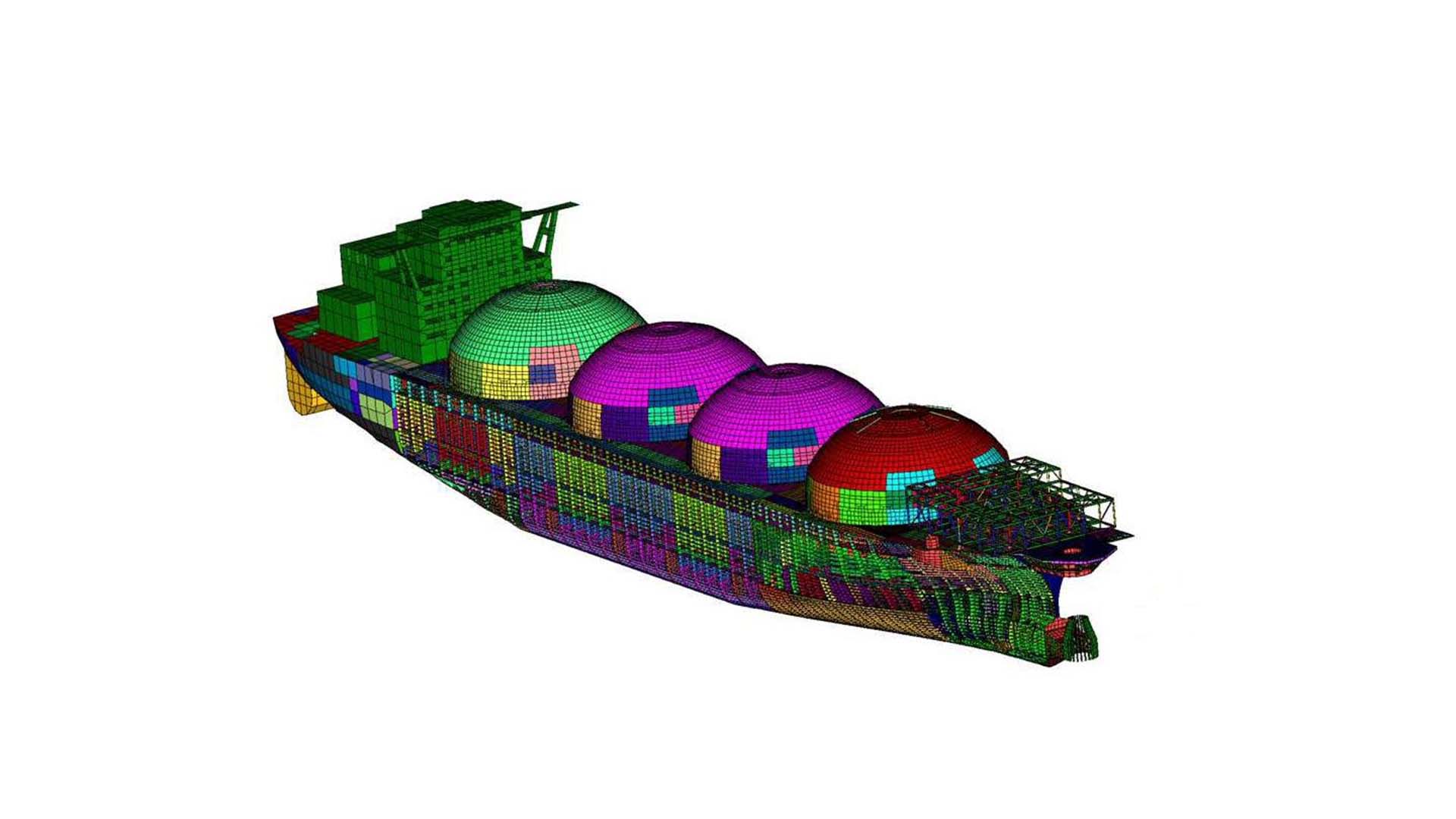 simcenter-femap-modeling-ship A ship modeled in Simcenter Femap