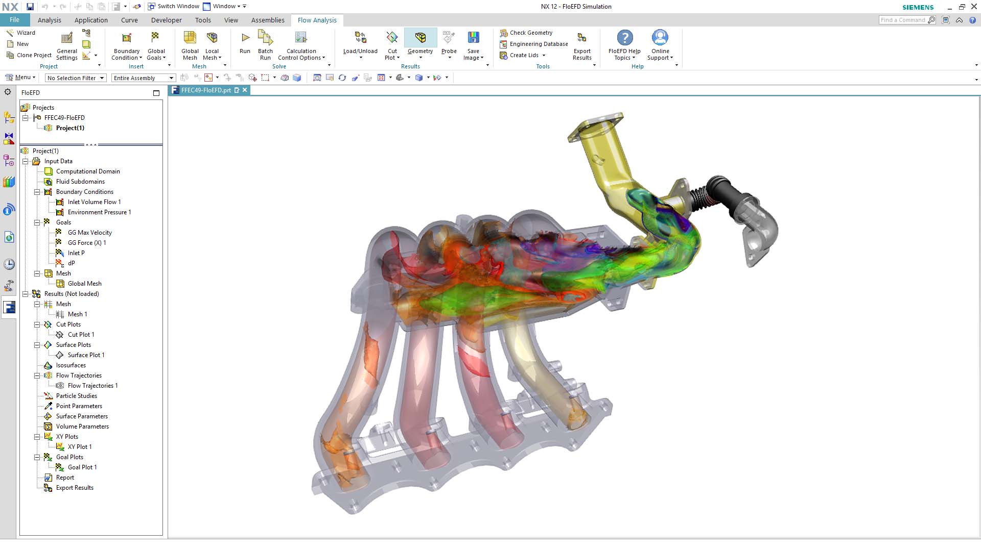 simcenter_floefd_manifold Exhaust manifold FLOEFD simulation in Siemens NX