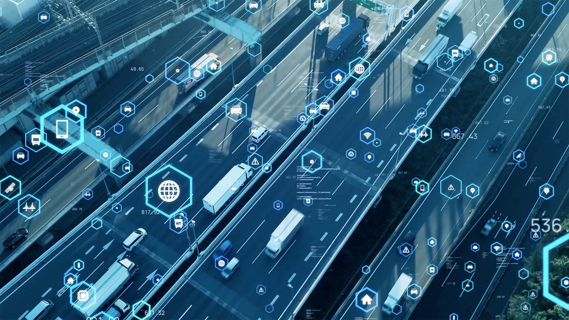 vehicle_iot Vehicles on a highway connected with IoT