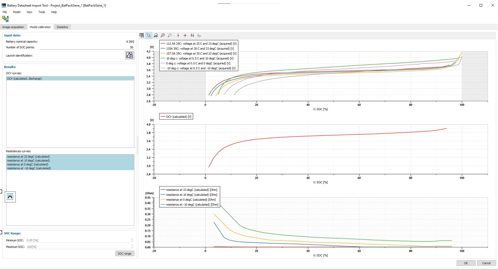 Amesim Battery Tool Import model calibration