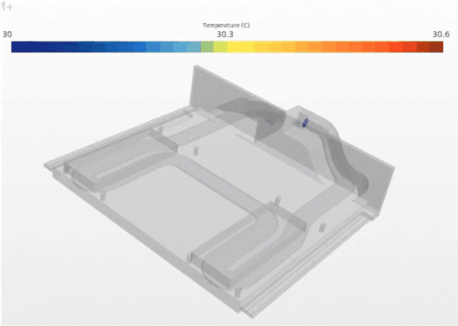 Simulation domain for the inverter cold plate