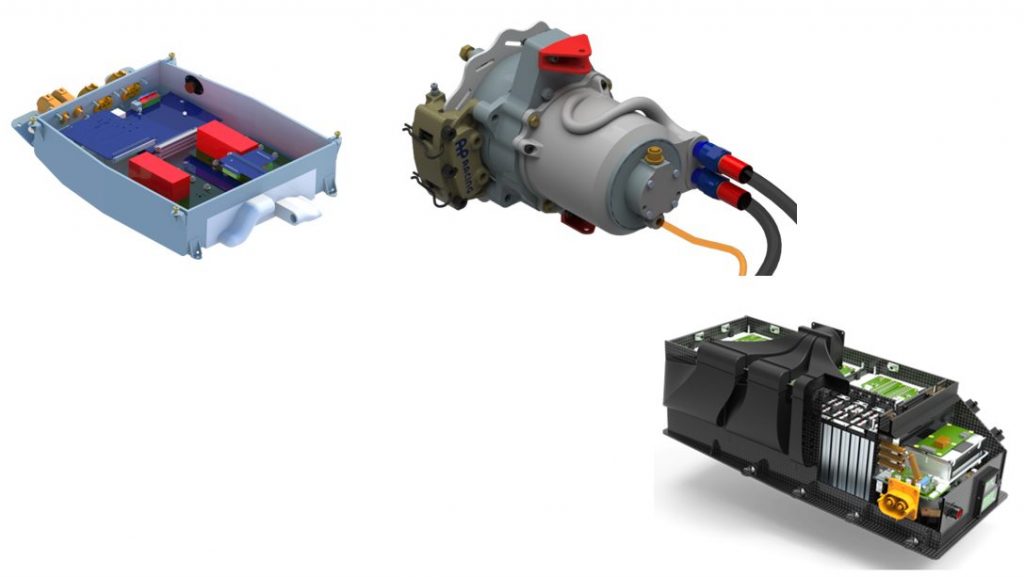 A motor, inverter, and battery pack for an electric racecar