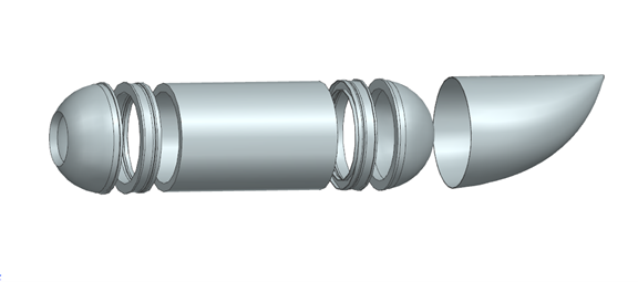 Figure 2: Exploded view of pressure vessel and aft fairing