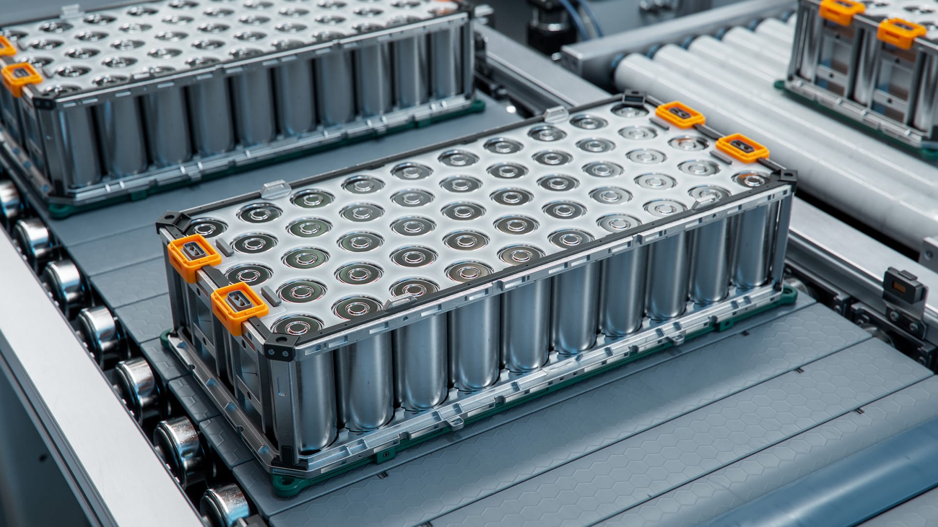 Batteries on an assembly line
